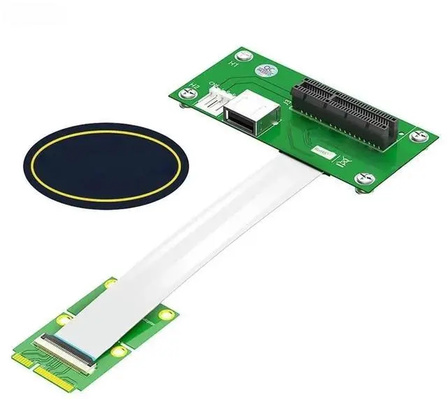 Alt view image 3 of 3 - JAENFONG FOR Mini PCIE to PCI Express X4 Slot USB 2.0 Riser Board with High Speed FPC Cable 4Pin Power Magnetic Pad Vertical Installation