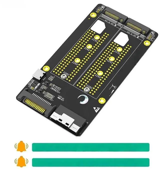 Alt view image 2 of 3 - JAENFONG FOR Dual M.2 NVME M Key to SFF-8654 8i Adapter SATA Type C Power Supply Motherboard Support PCIe Bifurcation M2 SSD Riser Card Board