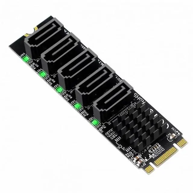 Alt view image 5 of 7 - JAENFONG Adapter NGFF Key B+M to SATA 3.0 6Gbps 5 Ports Adapter Converter PM Multi Port Select JMB575 2280