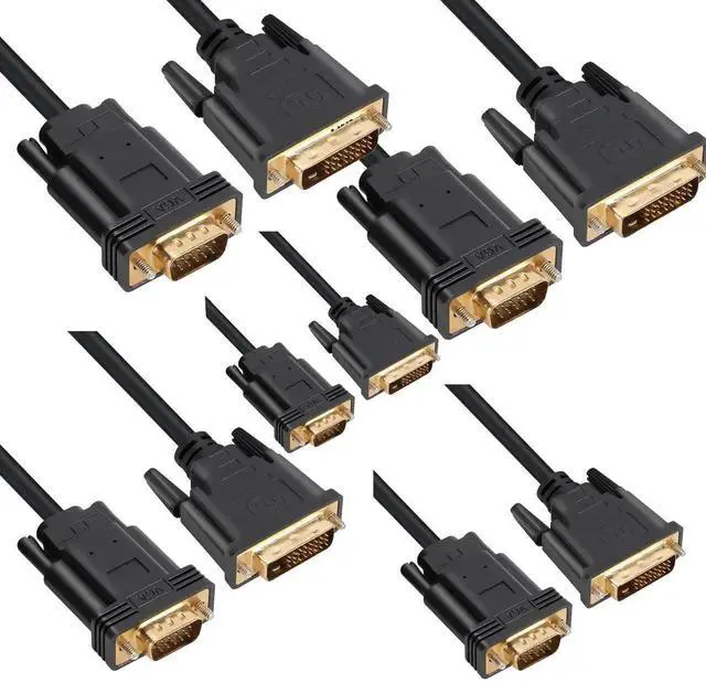 Main image of 5 Pack DVI to VGA Cable, DVI-D 24+1 to VGA 6 Feet Cable Male to Male Gold-Plated Cord for Computer, PC Host, Laptop, Graphics Card to HDTV