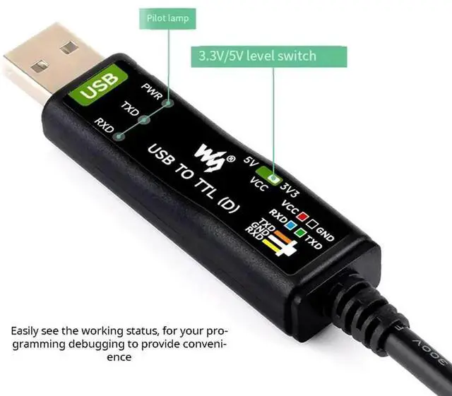 Alt view image 2 of 4 - JAENFONG Waveshare For Raspberry Pi 5 Industrial USB To TTL D Serial Cable FT232RNL Chip Multi Protection Circuits Multi Systems Supp
