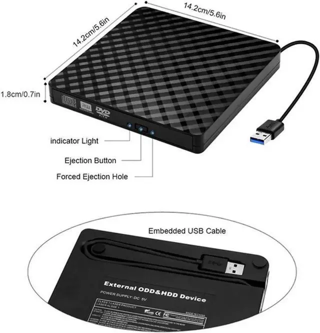 Alt view image 4 of 7 - JAENFONG External DVD Drive, USB 3.0 External DVD Drive Portable External Optical Drive CD DVD RW ROM Player