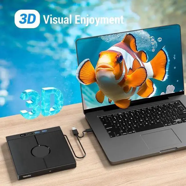 Alt view image 4 of 7 - JAENFONG External Bluray Drive [7 in 1], Portable Blu-ray DVD Burner with USB 3.0/Type-C/SD/TF Card Ports, Support 100G Disc R/W for PC Compatible with Windows XP/7/8/10/11 Mac Laptop Desktop