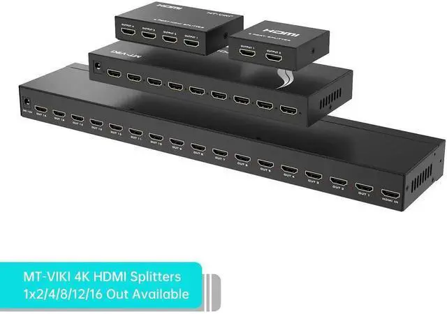 Alt view image 3 of 7 - MT-VIKI 4K 1x8 HDMI Splitter 1 in 8 Out, 8 Port Powered HDMI Splitter Multi Monitor Outputs 3D 4Kx2K@30Hz for Projector, HDTV