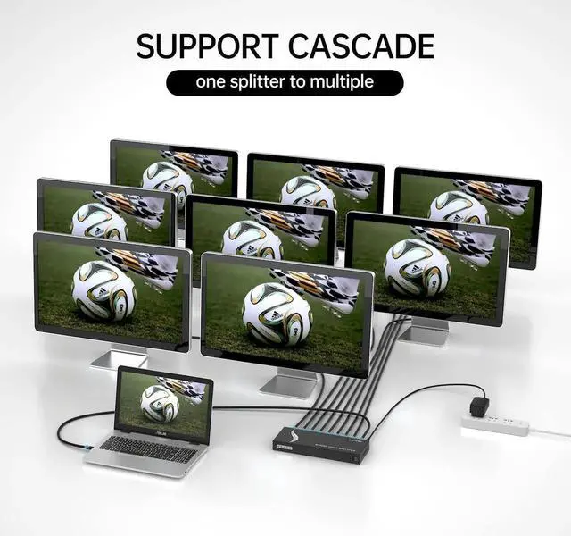 Alt view image 7 of 7 - MT-VIKI 4K 1x8 HDMI Splitter 1 in 8 Out, 8 Port Powered HDMI Splitter Multi Monitor Outputs 3D 4Kx2K@30Hz for Projector, HDTV