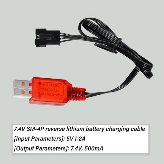 Alt view image 2 of 3 - JAENFONG 1PC 7.4V SM-4P Plug USB Charger For DE36W DE65 HM202 EC08 EC16 RC Car Charger Cable