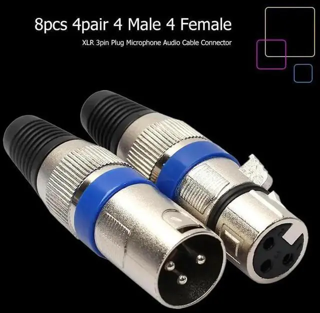 Alt view image 2 of 4 - JAENFONG 8pcs Microphone Audio Cable Connector Adapter Accessories XLR Connector 3Pin Male Female Plug for DIY Microphone Audio Line