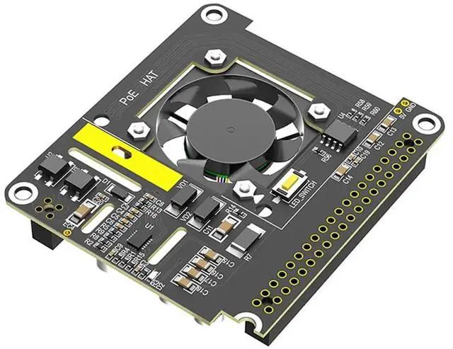 Alt view image 3 of 7 - JAENFONG For Raspberry Pi 5 POE Ethernet Power Supply Module with Fan RGB Light 802.3af/At M.2 NVME to Pcie Adapter
