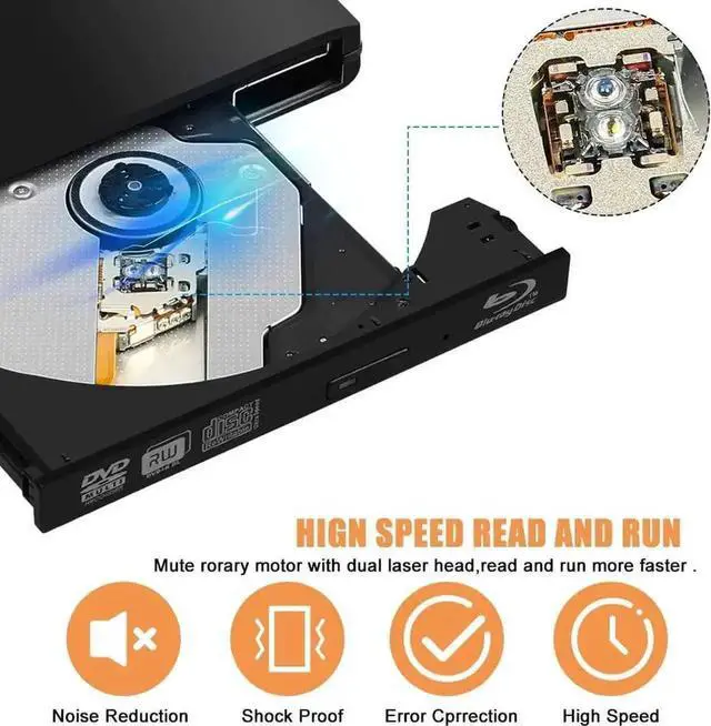 Alt view image 7 of 7 - JAENFONG External Blu-Ray  DVD Drive for Laptop, USB 3.0 Portable Optical Slim CD/DVD/Blu-Ray Burner Player RW Drive For Desktop PC Windows XP/ 2003/ Vista/ 7/8, Linux, Mac os System , Silver