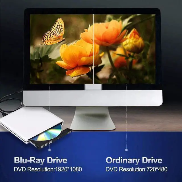 Alt view image 2 of 7 - JAENFONG External Blu Ray DVD Drive , USB 3.0 Burner Slim Optical Portable Blu-ray CD DVD Reader Writer RW Player for Laptop Desktop MacBook OS Windows 7 8 10 PC iMac Laptop (Silver)