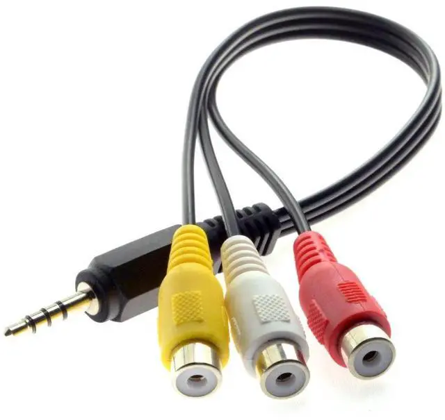 Main image of JAENFONG 3.5mm 1/8" Male Stereo Car AUX to 3 RCA AV Female Cord Audio Video Composite Cable 20cm