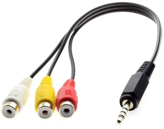 Alt view image 6 of 6 - JAENFONG 3.5mm 1/8" Male Stereo Car AUX to 3 RCA AV Female Cord Audio Video Composite Cable 20cm