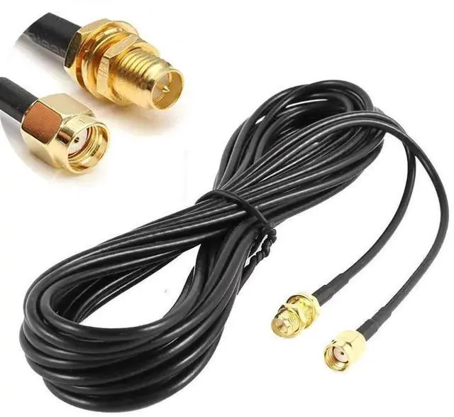 Main image of 33ft WiFi Antenna Extension Cable Coaxia RP Male to Female Connector for Wireless LAN Router Bridge Cellular Antenna Extension Cable Security IP Camera Extension