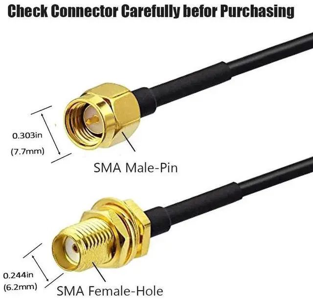 Alt view image 2 of 2 - 10ft SMA Extension Cable SMA Male to SMA Female RF Connector Adapter WiFi Antenna Extension Cable for Wireless Router, Bridge External WiFi Antenna