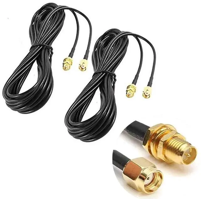 Main image of 2Pack 33ft WiFi Antenna Extension Cable RP-SMA Male to Female Connector for Wireless LAN Router Bridge Wireless Network Card Security IP Camera