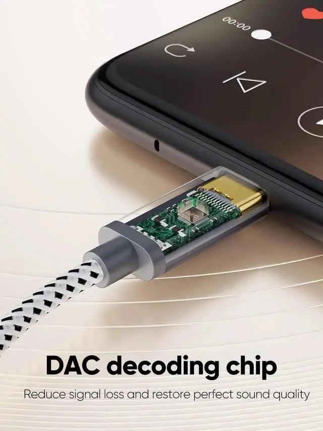 Alt view image 4 of 7 - JAENFONG USB C to 3.5mm Audio Aux Cable 6FT/1.8m, Type C to 3.5mm Headphone Car Stereo Cord Compatible with iPhone 16 Pro Max 15 Pro Max, Samsung Galaxy S24 S23 S22 S21 Note 20, iPad Pro, Gray