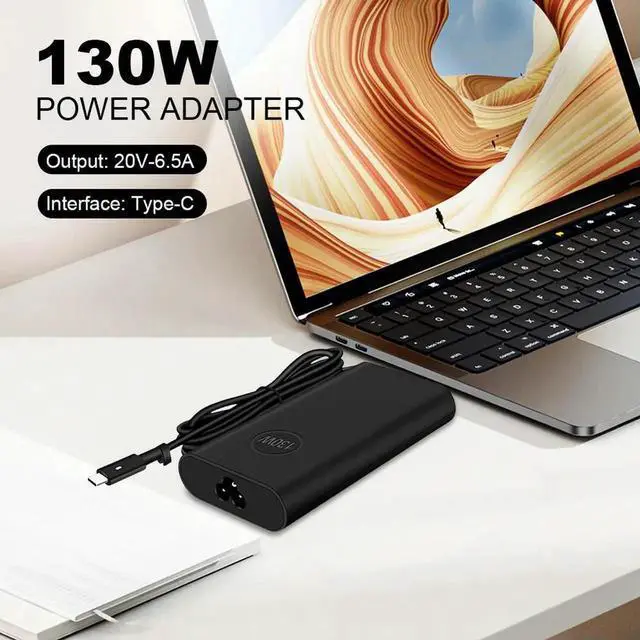 Alt view image 2 of 3 - JAENFONG 130W USB C Type C Travel Laptop Power Adapter 20V 6.5A AC Laptop Adapter Power Charger for XPS 17 9700 9710 9720 9730