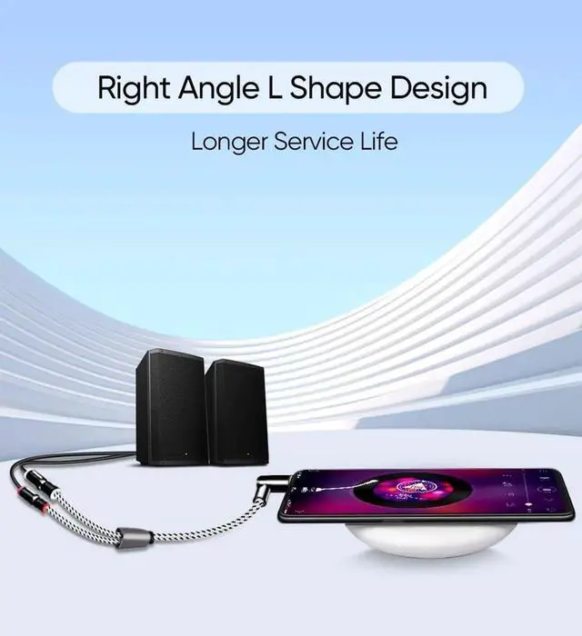 Alt view image 7 of 7 - JAENFONG 3.5mm to 2RCA Female Cable, Angle 3.5mm Mini-Jack to RCA Stereo Audio Y Cable Gold Plated, Compatible with iPhone,iPod,MP3,Tablets,HiFi Stereo System, Speaker,3FT/0.92M