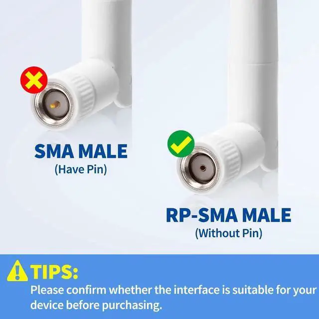 Alt view image 3 of 7 - External WiFi Antenna RP-SMA 2.4GHz 5GHz 5.8GHz 3dBi Dual Band Wireless Antennas Replacement (2-Pack) for WiFi Router Security IP Camera Access Point USB WiFi Adapter