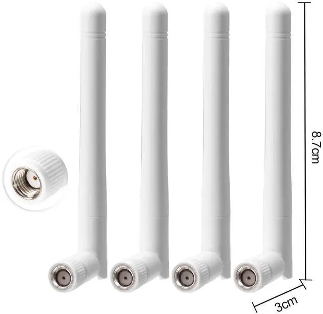 Alt view image 3 of 7 - External WiFi Antenna RP-SMA 2.4GHz 5GHz 5.8GHz 3dBi Dual Band Wireless Antennas Replacement (4-Pack) for WiFi Router Security IP Camera Access Point USB WiFi Adapter