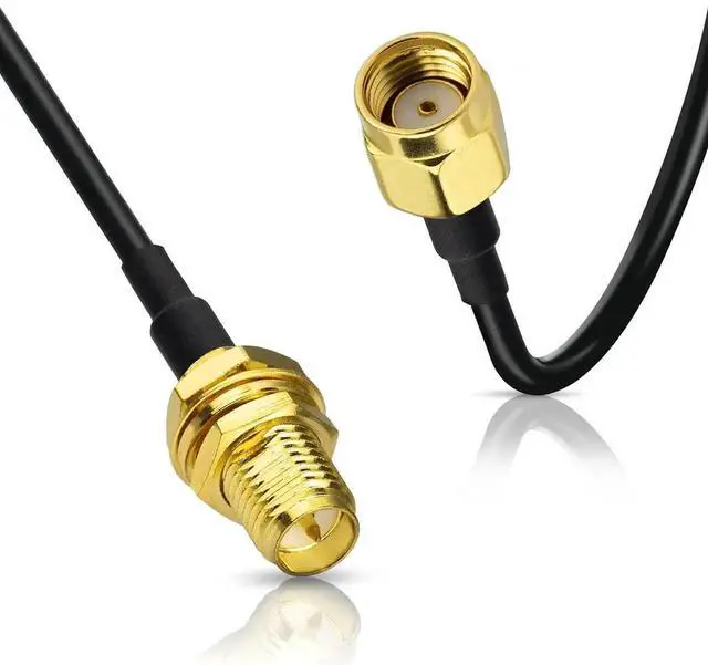 Alt view image 3 of 7 - WiFi Antenna Extension Cable 2-Pack RP-SMA Male to RP-SMA Female Bulkhead Mount RG174 Cable 3m 10 feet for WiFi Router Security IP Camera Wireless Network Card Adapter