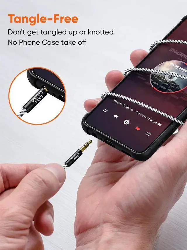 Alt view image 3 of 7 - JAENFONG 3.5mm Headphone Extension Cable, 3.5mm Male to Female Stereo Audio Cable Adapter with Gold Plated Connector, 15 Feet