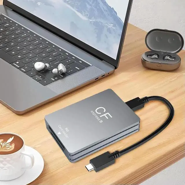 Alt view image 2 of 3 - JAENFONG 2 in 1 CFexpress Type B SD Card Reader Cardreader Adapter with USB C To USB C/A Cable Support Android// OS for SLR