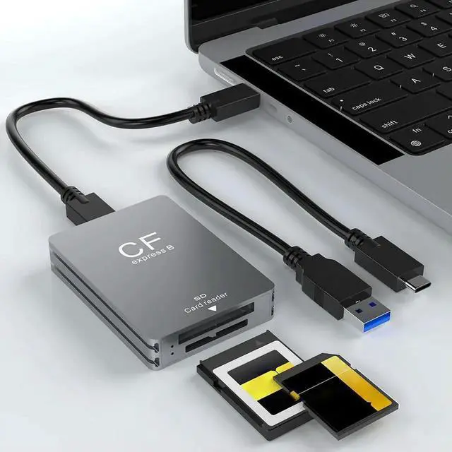 Alt view image 3 of 3 - JAENFONG 2 in 1 CFexpress Type B SD Card Reader Cardreader Adapter with USB C To USB C/A Cable Support Android// OS for SLR