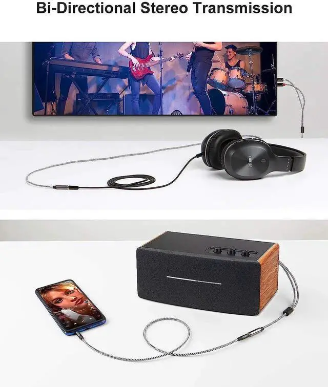 Alt view image 6 of 7 - JAENFONG 3.5mm Female to 2RCA Male Jack Stereo Audio Cable for TV,Smartphones, MP3, Tablets, Speakers,Home Theater,Black and White-3FT-2pack