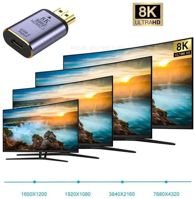 Alt view image 4 of 7 - USB-C Type C Female Source to HDMI Sink HDTV Adapter 8K@60hz 4K@120hz for Tablet & Phone & Laptop
