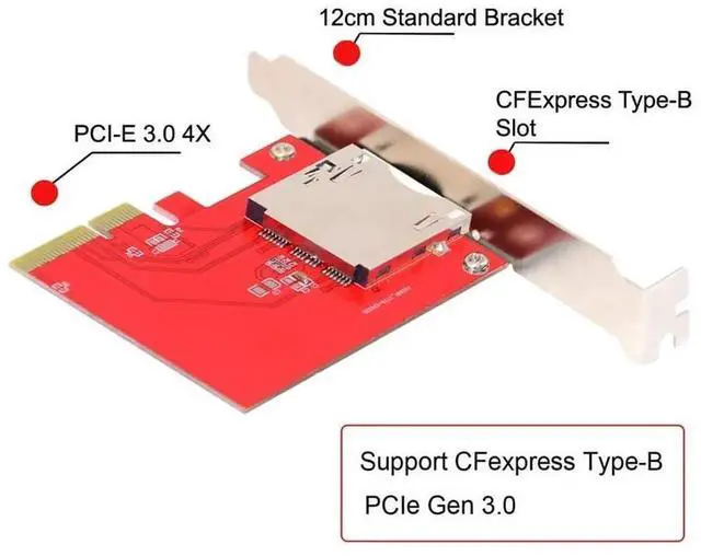 Alt view image 5 of 7 - JAENFONG PCI-Express 4X Mainboard to CF Express Extension Card Adapter for CFE Type-B Support R5 Z6 Z7 Memory Card