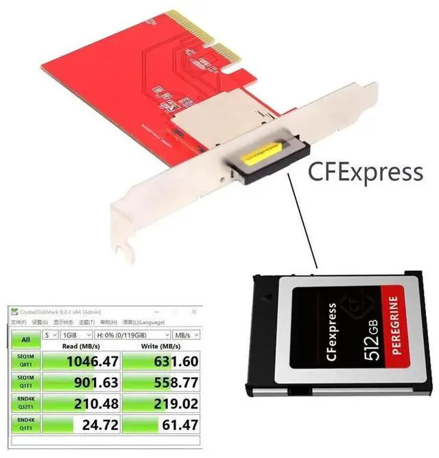 Alt view image 2 of 7 - JAENFONG PCI-Express 4X Mainboard to CF Express Extension Card Adapter for CFE Type-B Support R5 Z6 Z7 Memory Card
