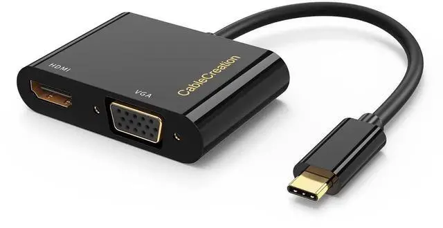 Alt view image 6 of 7 - USB C to HDMI VGA Adapter, Type C to VGA to USB C Thunderbolt 3 for Dual Monitor Adapter Compatible with iPhone 15 Plus/15 Pro Max, Galaxy S22 Ultra, MacBook Pro 2020, iPad Pro 2020