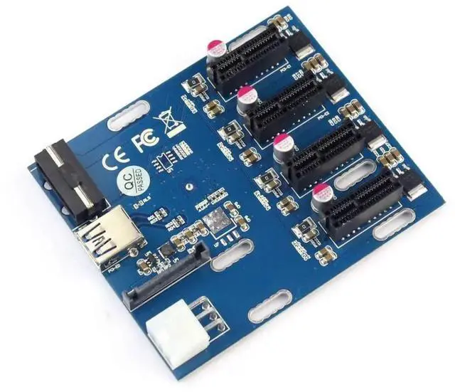 Alt view image 4 of 7 - JAENFONG PCIe 1 to 4 PCI Express 1X Slots Riser Card Mini ITX to External 4 PCI-e Slot Adapter PCIe Port Multiplier Card