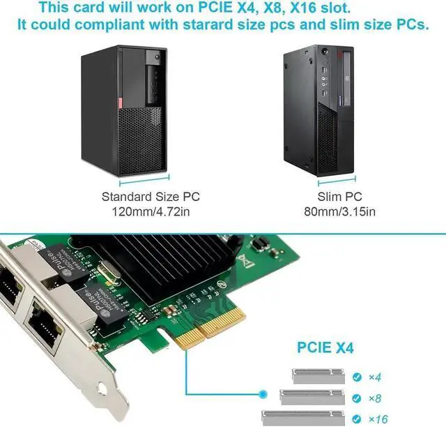 Alt view image 4 of 7 - Dual-Port PCIe X4 Gigabit Network Card 1000M PCI Express Ethernet Adapter with Intel 82576 Two Ports LAN NIC Card for Support PXE SR-IOV for Windows/Windows Server/Linux/Freebsd/DOS with Low Profile