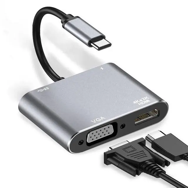 Main image of USB C to HDMI VGA Adapter,USB Type C to VGA HDMI Adapter Thunderbolt 3 VGA Adapter for MacBook Pro/iPad Pro/Air 2020 2019 2018,Dell XPS 13/15,Surface Pro, Galaxy S8/S9, Huawei P20
