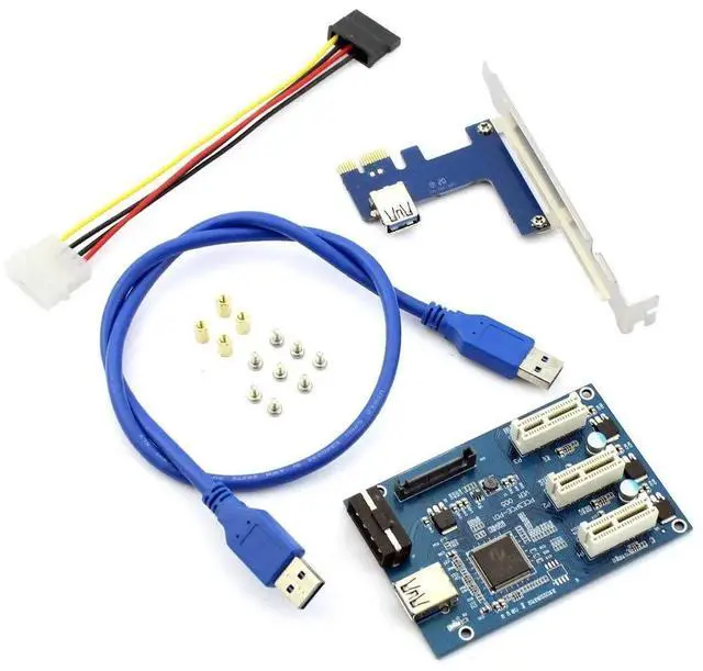 Alt view image 6 of 7 - JAENFONG PCIe 1 to 3 PCI Express 1X Slots Riser Card Mini ITX to External 3 PCI-e Slot Adapter PCIe Port Multiplier Card