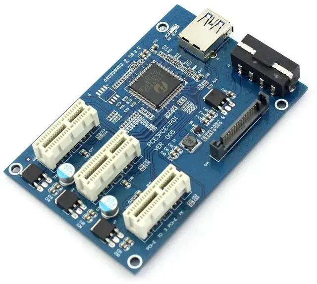 Alt view image 5 of 7 - JAENFONG PCIe 1 to 3 PCI Express 1X Slots Riser Card Mini ITX to External 3 PCI-e Slot Adapter PCIe Port Multiplier Card