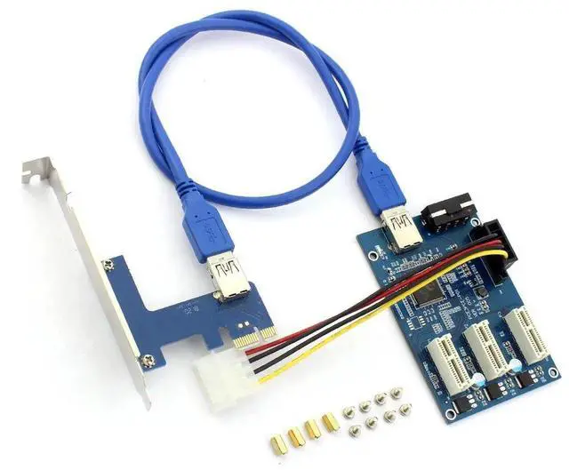 Alt view image 4 of 7 - JAENFONG PCIe 1 to 3 PCI Express 1X Slots Riser Card Mini ITX to External 3 PCI-e Slot Adapter PCIe Port Multiplier Card