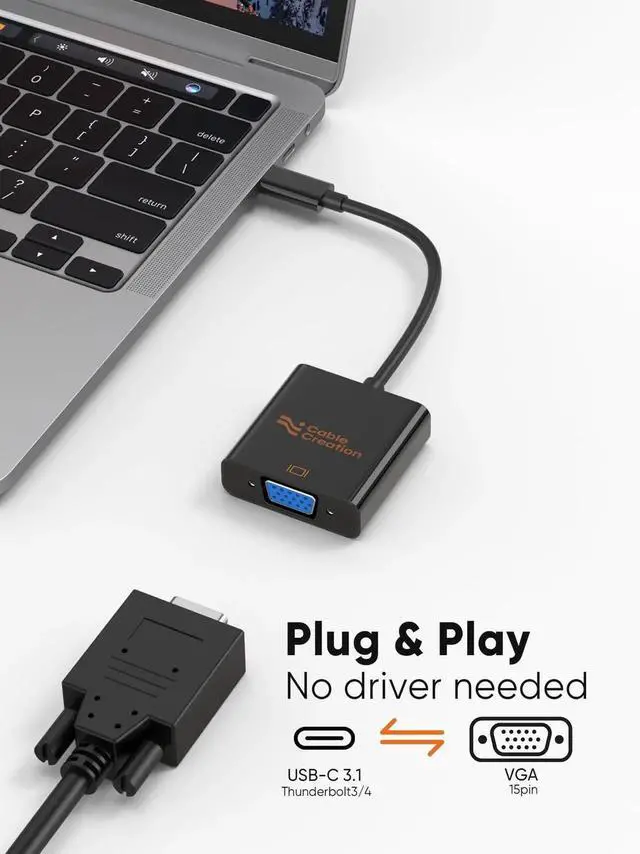 Alt view image 3 of 7 - USB C to VGA Adapter for Old Mac Monitor, Type C to V G A 1080P@60Hz,USBC to VG A Convert Thunderbolt 3/4 to V GA for iPhone 15/16 Series, MacBook Pro/Air,iPad Pro, iMac, Surface Book