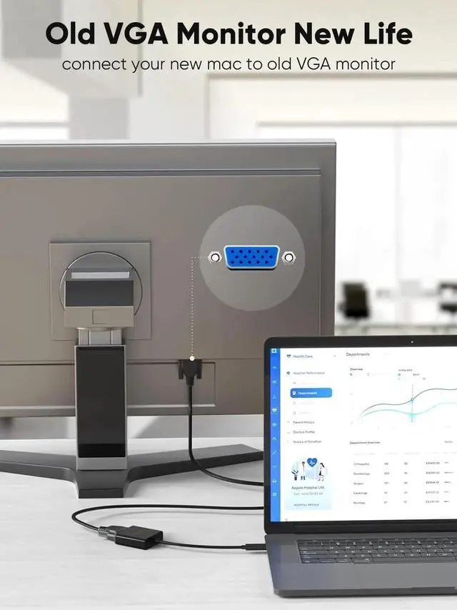 Alt view image 4 of 7 - USB C to VGA Adapter for Old Mac Monitor, Type C to V G A 1080P@60Hz,USBC to VG A Convert Thunderbolt 3/4 to V GA for iPhone 15/16 Series, MacBook Pro/Air,iPad Pro, iMac, Surface Book