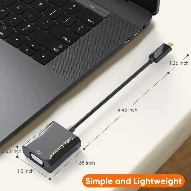 Alt view image 4 of 7 - USB C Male to VGA Female Adapter 1080P@60Hz, Type C to VGA Converter Thunderbolt 3/4 for iPhone 15 Plus/15 Pro Max, MacBook Pro, iPad Pro, Surface Book 2 and More - Black