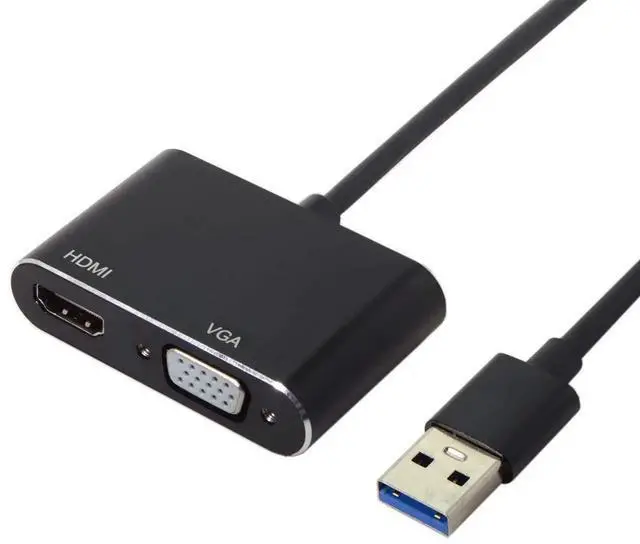 Alt view image 2 of 7 - USB 3.0 & 2.0 to HDMI & VGA HDTV Adapter Cable External Graphics Card Compatible for Windows Mac Laptop