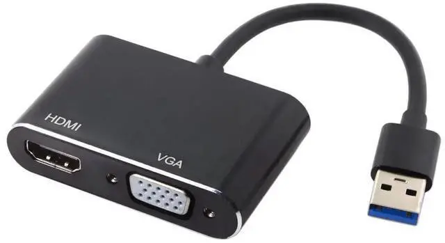 Main image of USB 3.0 & 2.0 to HDMI & VGA HDTV Adapter Cable External Graphics Card Compatible for Windows Mac Laptop