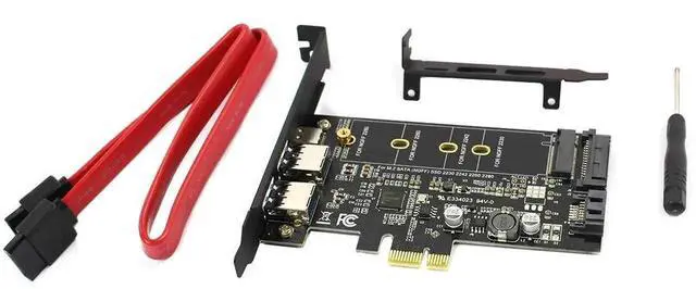 Alt view image 6 of 6 - JAENFONG 2X USB3.0 & Type-c M.2 PCIe Adapter M2 SSD SATA B Key to PCI-e 3.0 Controller Converter Riser Card for 2280 2260 2242 2230 NGFF