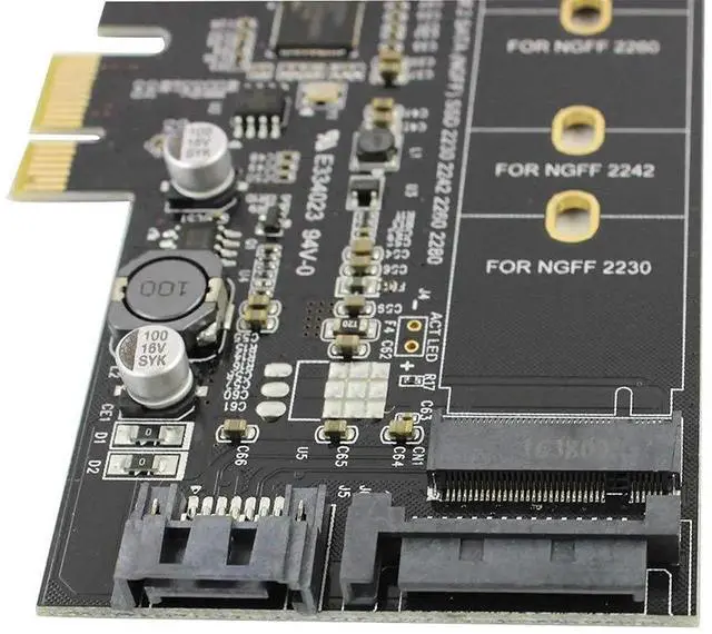 Alt view image 2 of 6 - JAENFONG 2X USB3.0 & Type-c M.2 PCIe Adapter M2 SSD SATA B Key to PCI-e 3.0 Controller Converter Riser Card for 2280 2260 2242 2230 NGFF