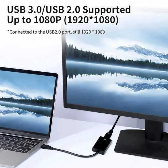 Alt view image 4 of 7 - USB to HDMI Adapter USB 3.0/2.0 to HDMI 1080P Video Audio Converter Video Adapter Multiple for Desktop PC TV Compatible with Windows XP 7/8/ 8.1/10