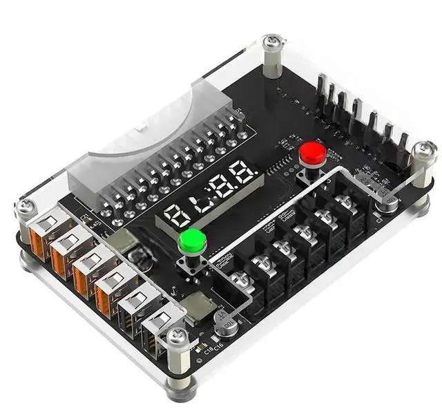 Alt view image 3 of 3 - JAENFONG FOR 24Pin ATX to 12 Ports USB 2.0 Power Supply Breakout Board Module Adapter Connector Acrylic Case Kit 3.3/5/12/-12V Output Voltage
