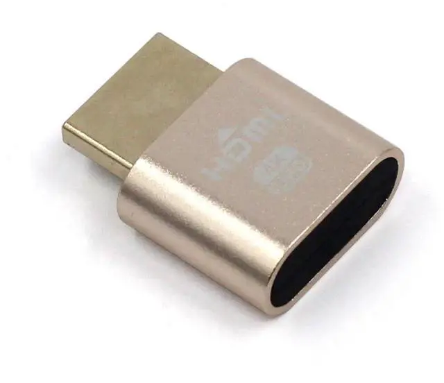 Alt view image 5 of 7 - VGA Virtual Display Adapter HDMI DDC EDID Dummy Plug Headless Ghost Display Emulator 1920x1080 New Generation@60Hz (Gold)