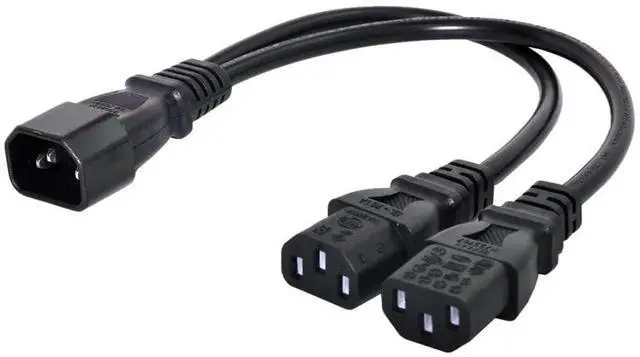 Main image of IEC 320 C14 Male 1 to 2 C13 Female Y Splitter Power Extension Cable Adapter 10A 250V for Monitor/Computer/PDU Chassis/Printer